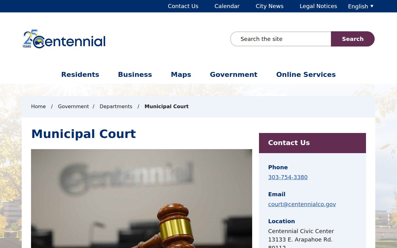 Centennial criminal record and Municipal Court access