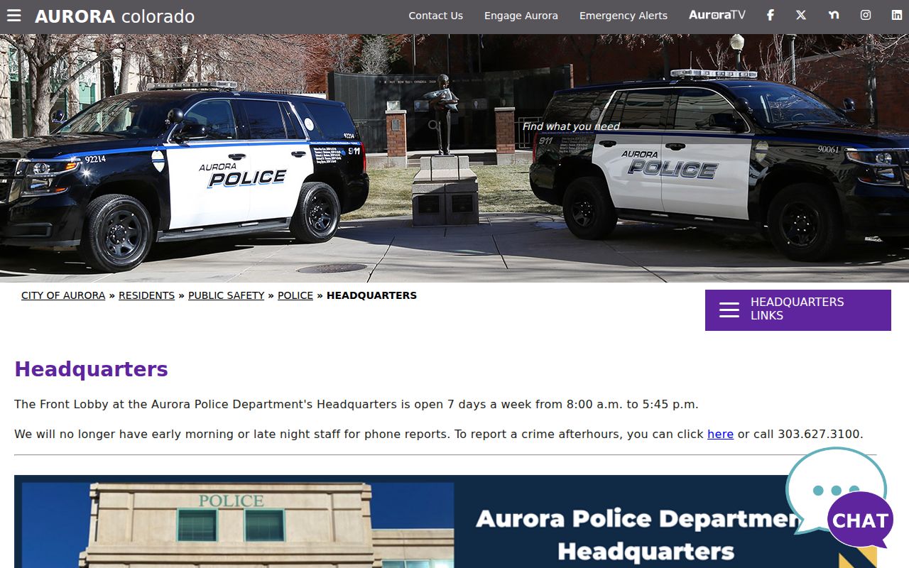 Aurora criminal records at police headquarters