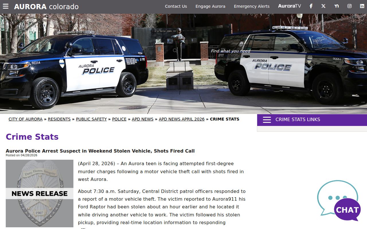 Aurora criminal record and crime trend statistics