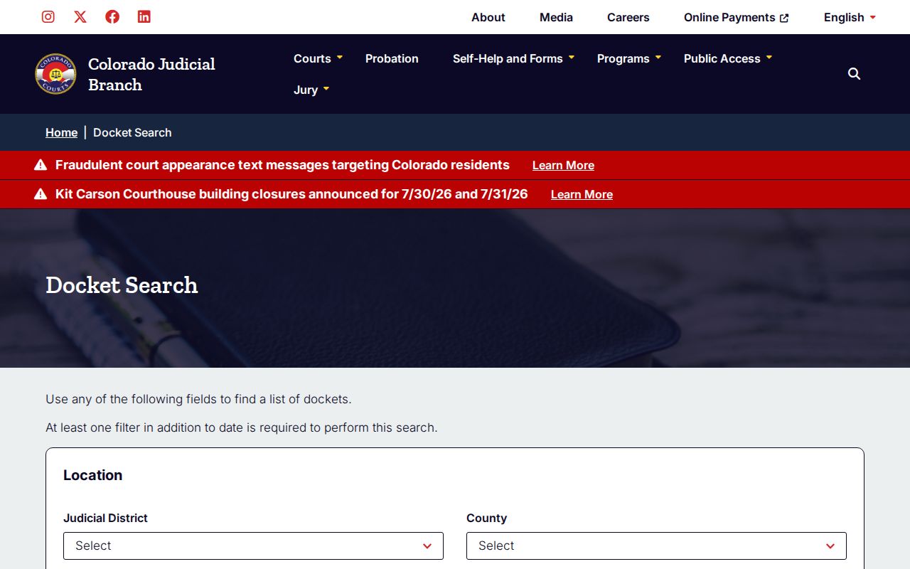 Arapahoe County criminal court docket search